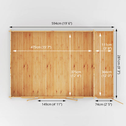 6.1M X 4M Home Office Director With Side Shed - 34Mm