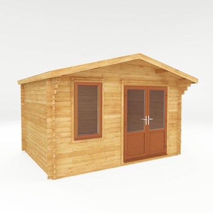 4M X 3M Retreat Log Cabin - 44Mm (Upvc Windows & Door) - Oak