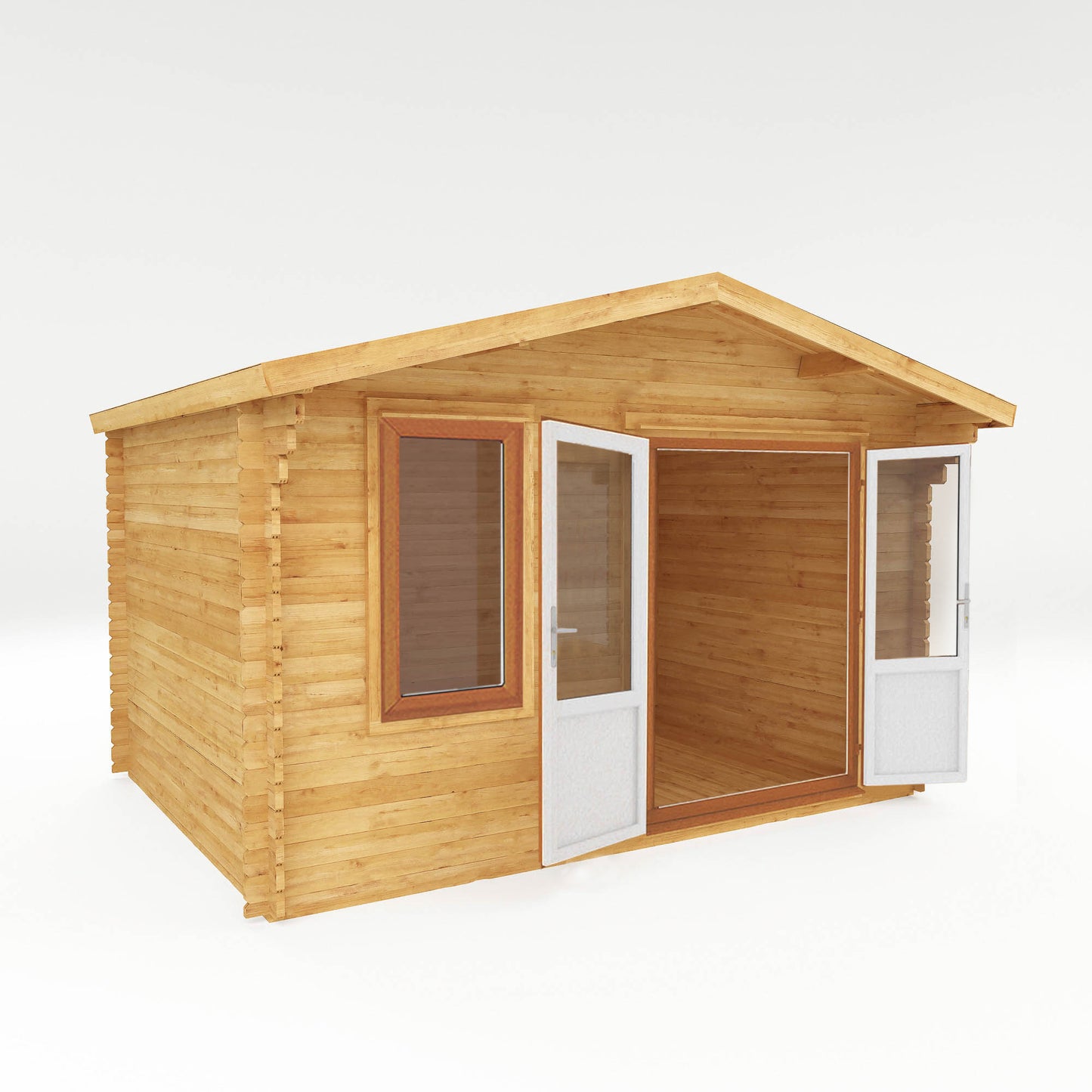 4M X 3M Retreat Log Cabin - 44Mm (Upvc Windows & Door) - Oak