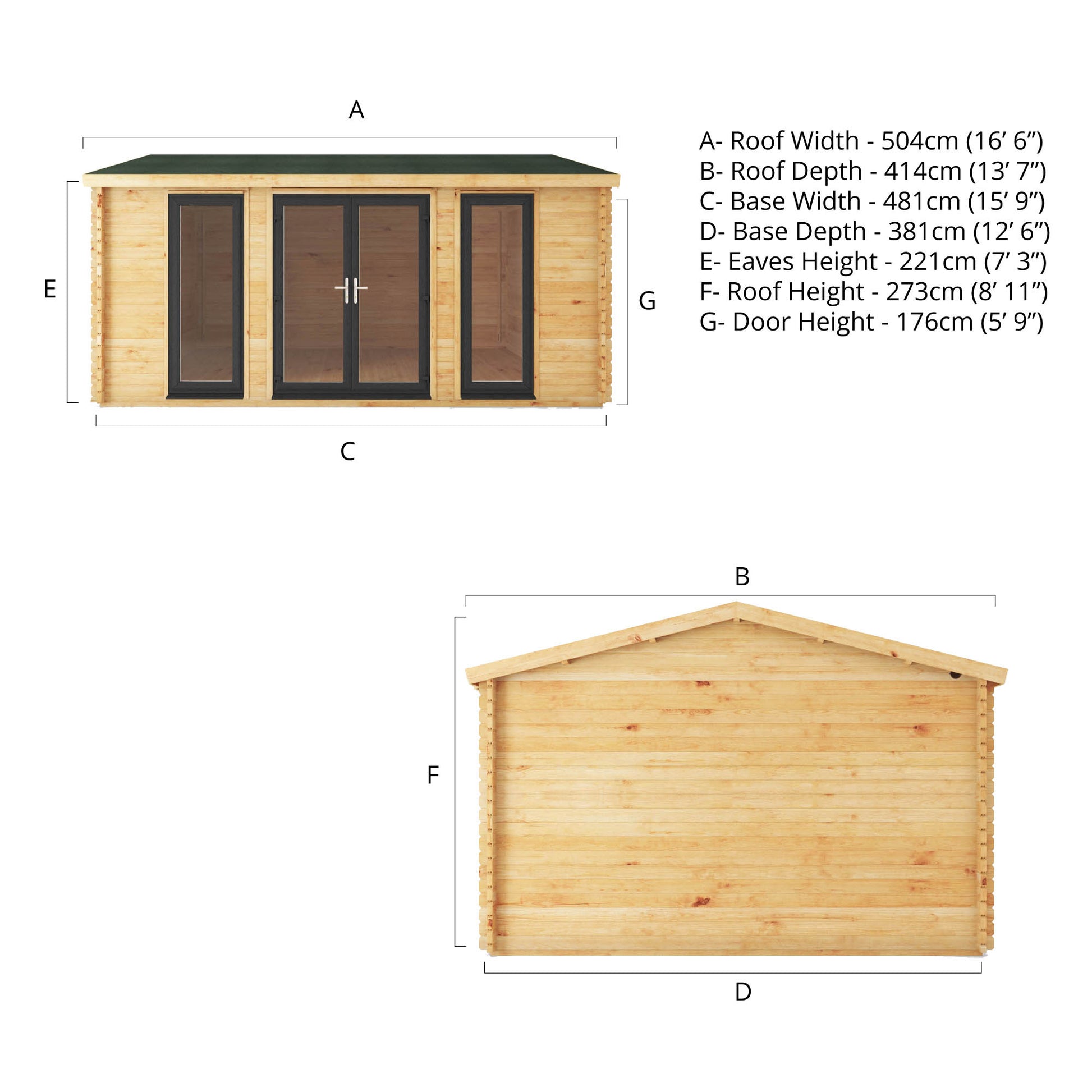 5M X 4M Home Office Studio - 44Mm  (Upvc Windows & Door) - Grey