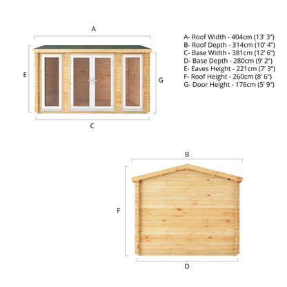 4M X 3M Home Office Studio - 44Mm  (Upvc Windows & Door) - White