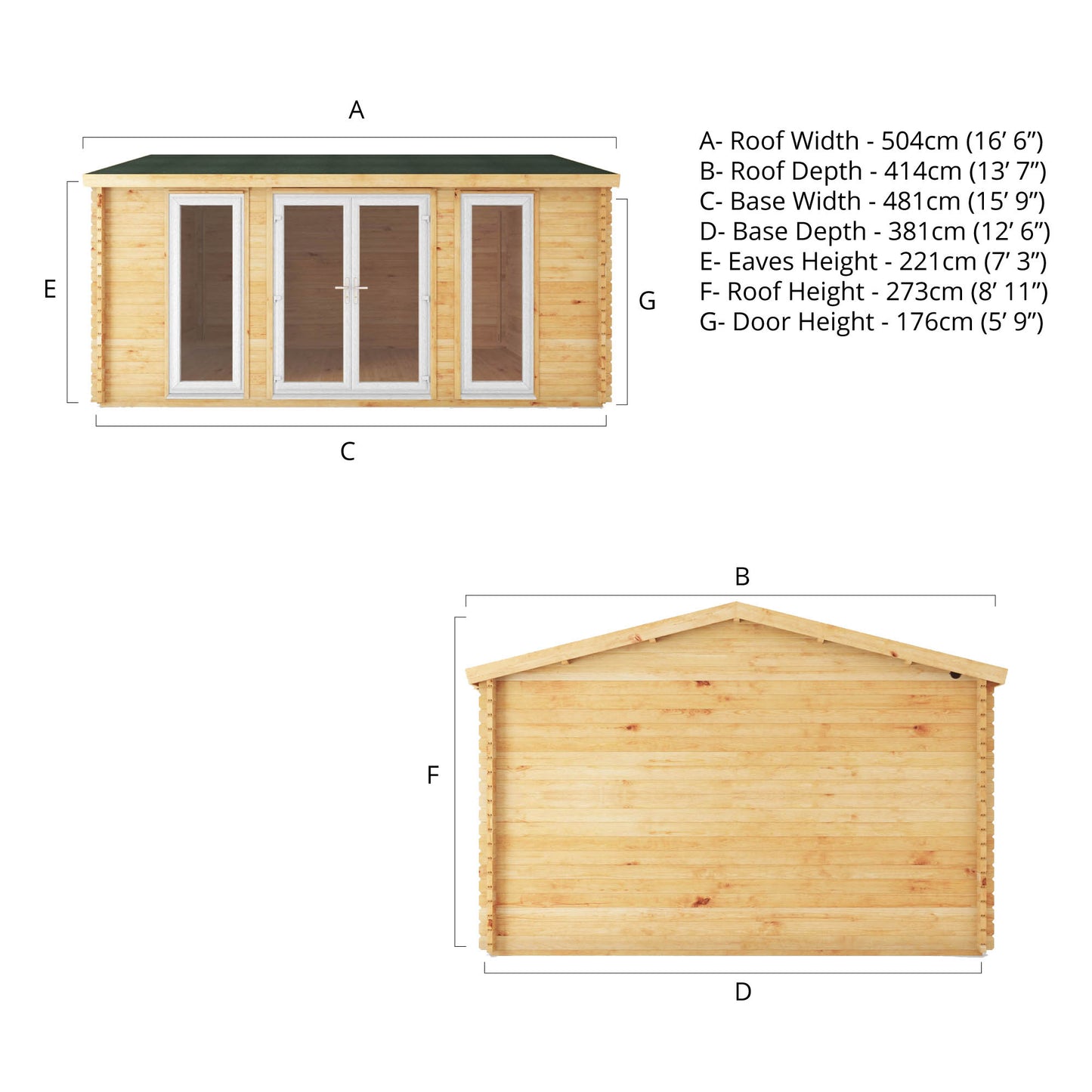 5M X 4M Home Office Studio - 44Mm  (Upvc Windows & Door) - White