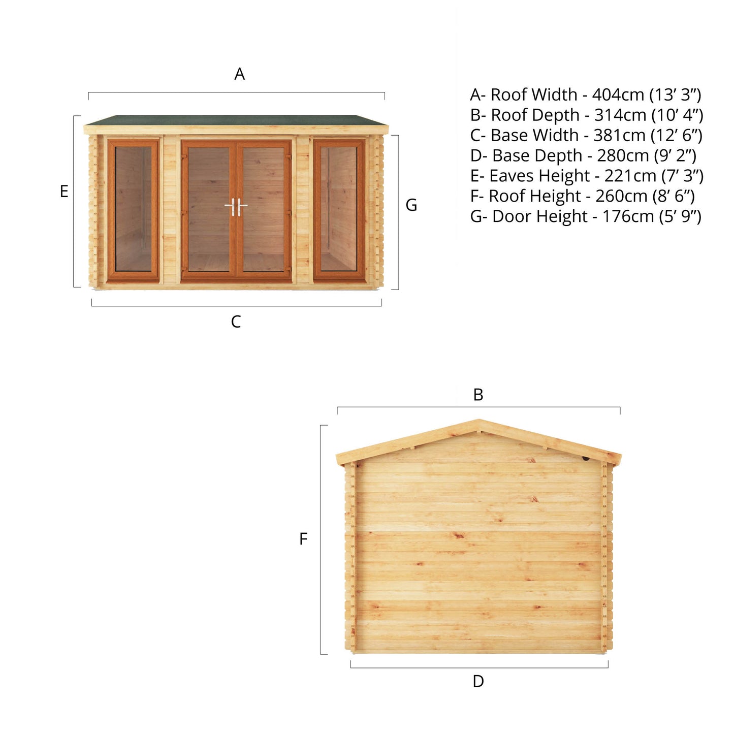 4M X 3M Home Office Studio - 44Mm  (Upvc Windows & Door) - Oak