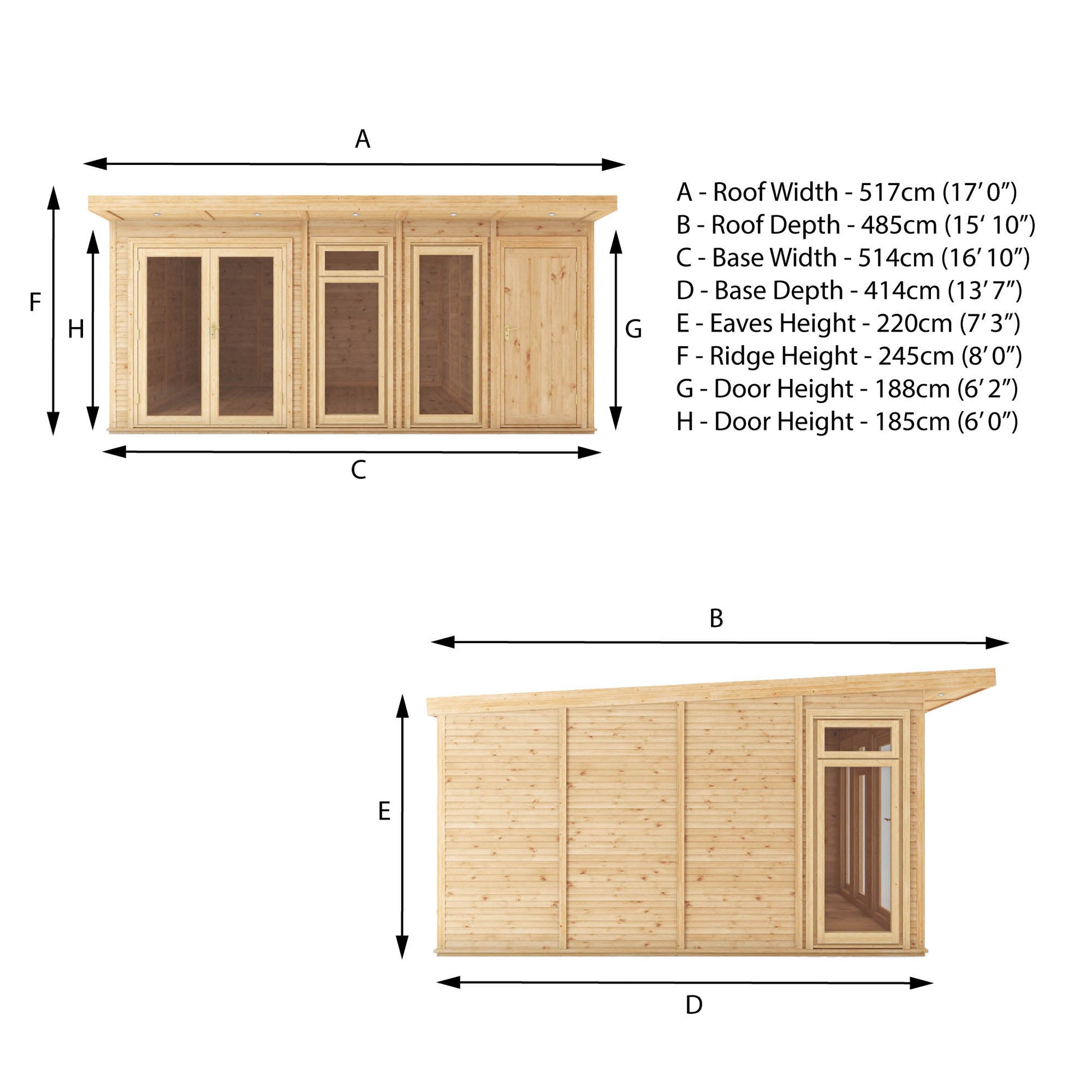 5M X 4M(D) Insulated Garden Room With Side Shed