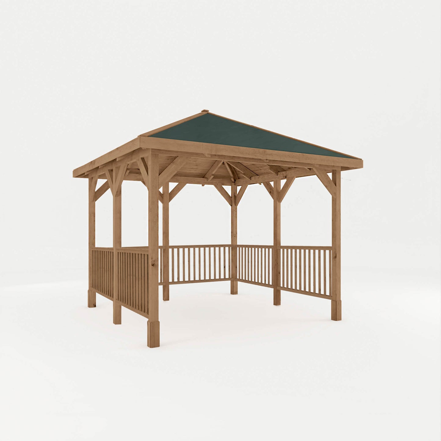 Pressure Treated Gazebo With Roof 3M X 3M With 6X Framed Rails