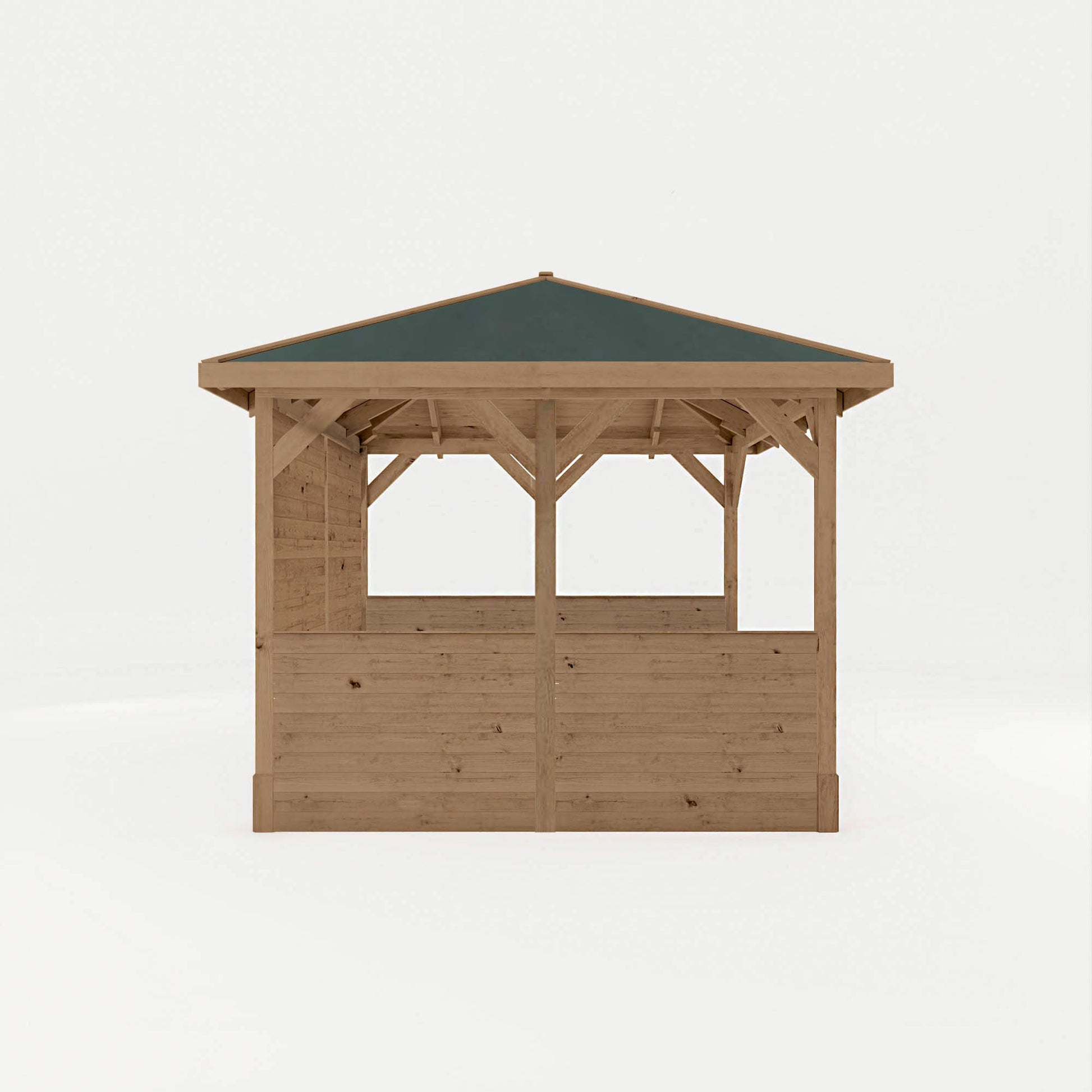 Pressure Treated Gazebo With Roof 3M X 3M With Boarded Panels