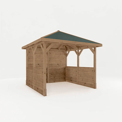 Pressure Treated Gazebo With Roof 3M X 3M With Boarded Panels