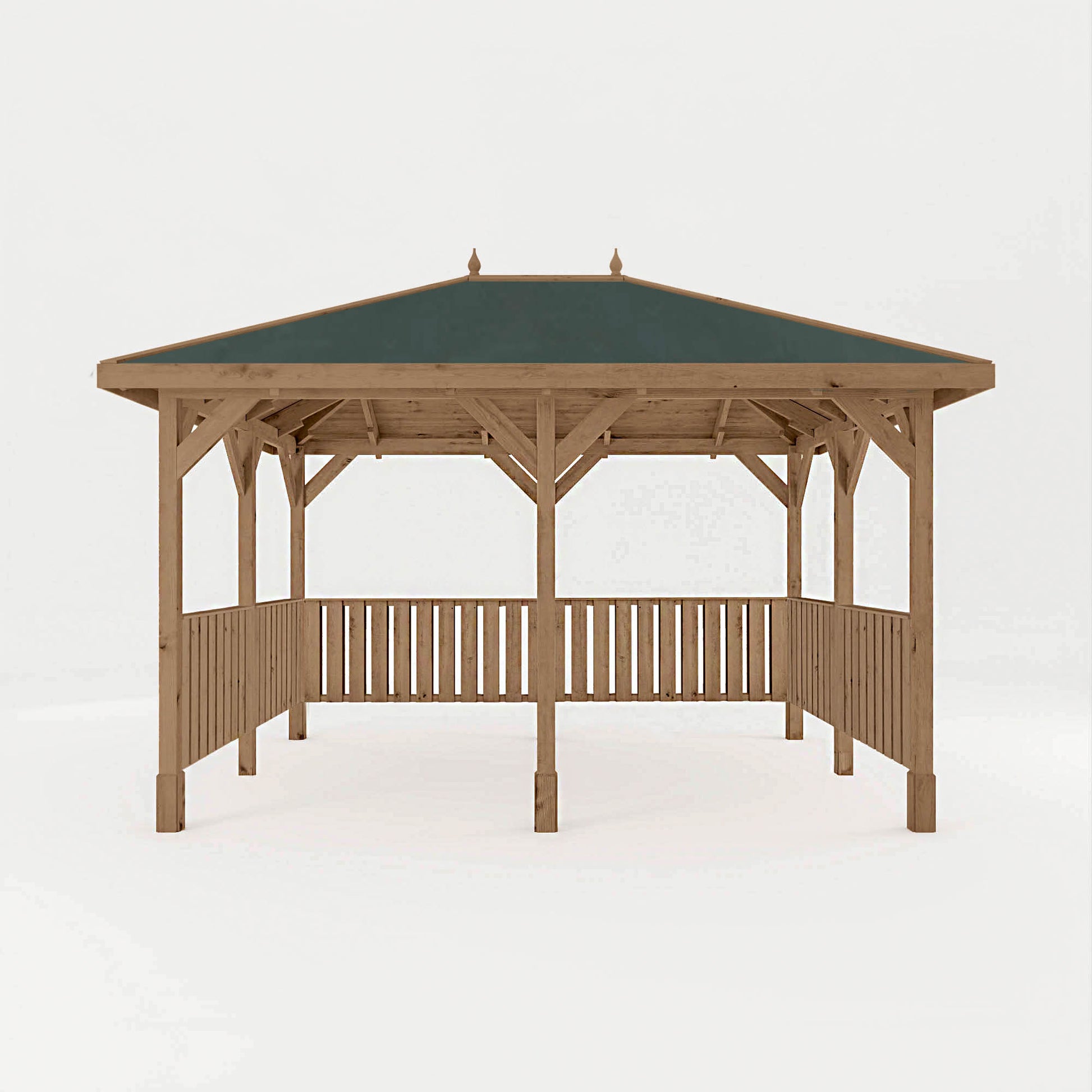 Pressure Treated Gazebo With Roof 3M X 4M With 6X Vertical Strip Rails