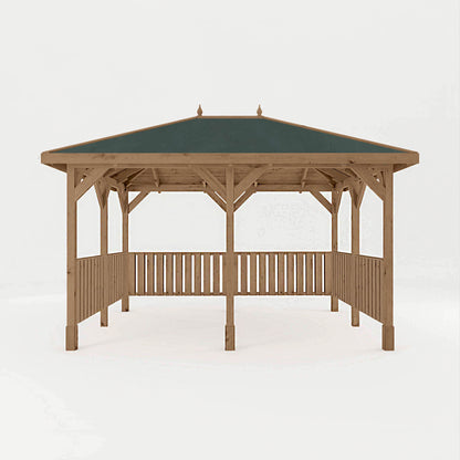 Pressure Treated Gazebo With Roof 3M X 4M With 6X Vertical Strip Rails