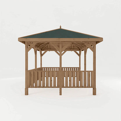 Pressure Treated Gazebo With Roof 3M X 4M With 6X Vertical Strip Rails