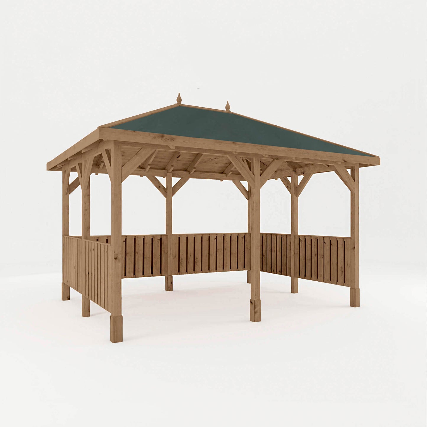 Pressure Treated Gazebo With Roof 3M X 4M With 6X Vertical Strip Rails