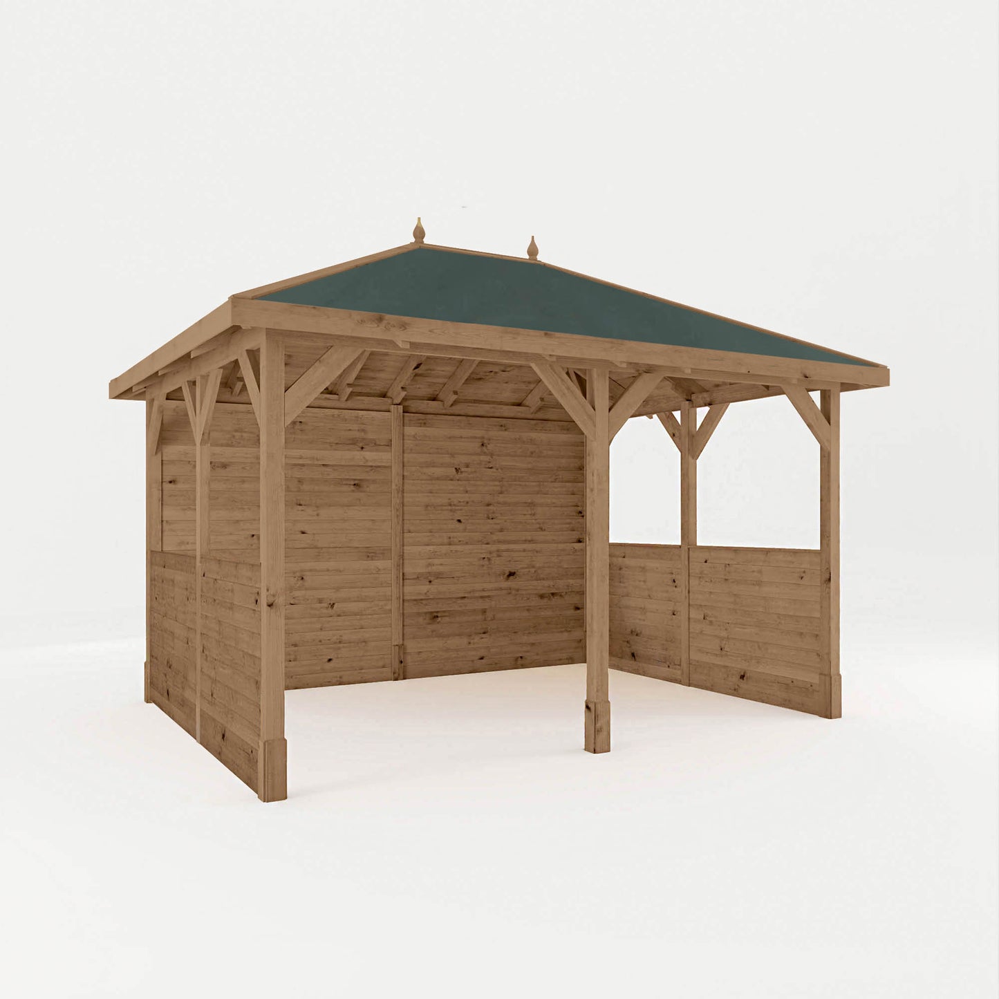 Pressure Treated Gazebo With Roof 3M X 4M With Boarded Panels