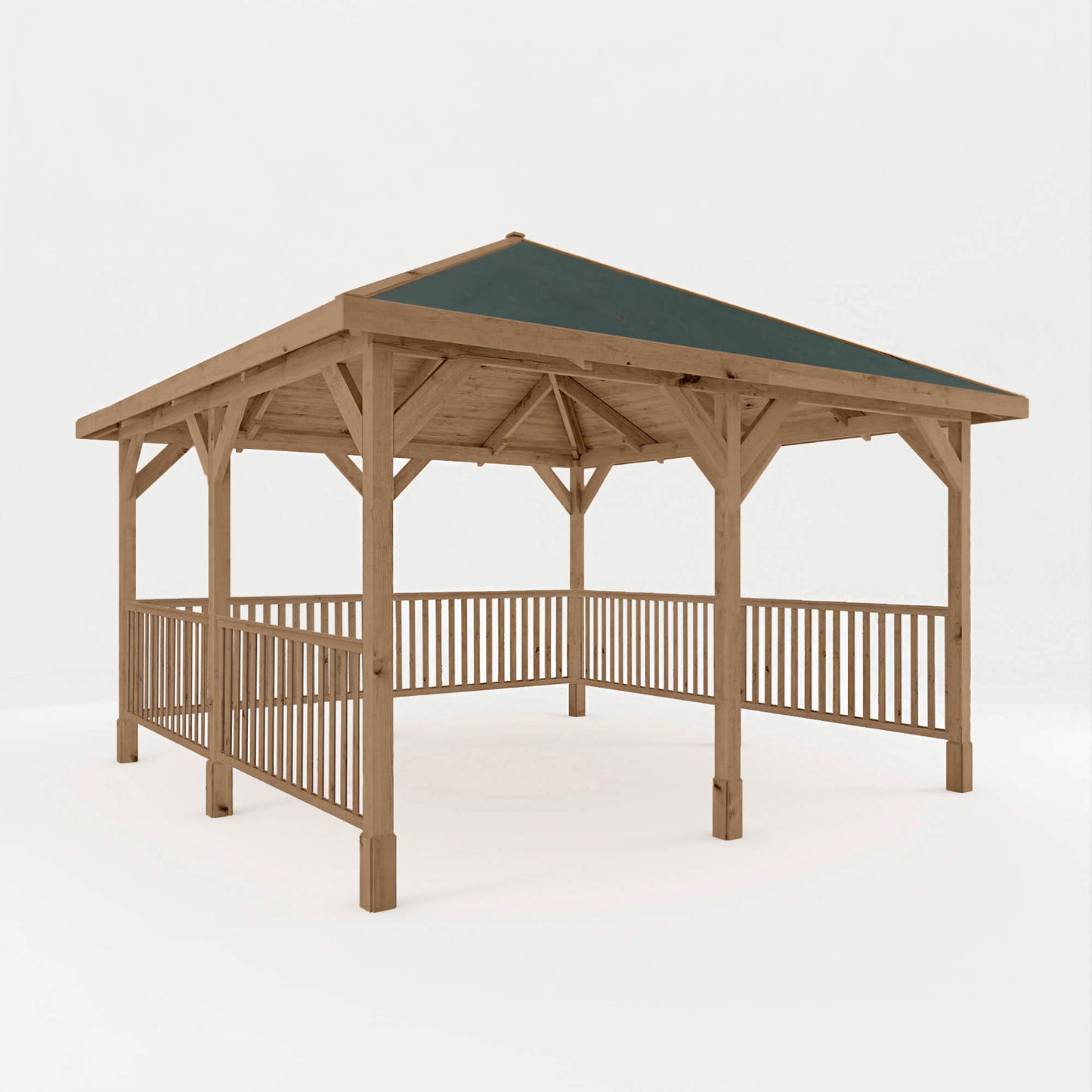 Pressure Treated Gazebo With Roof 4M X 4M With 6X Framed Rails