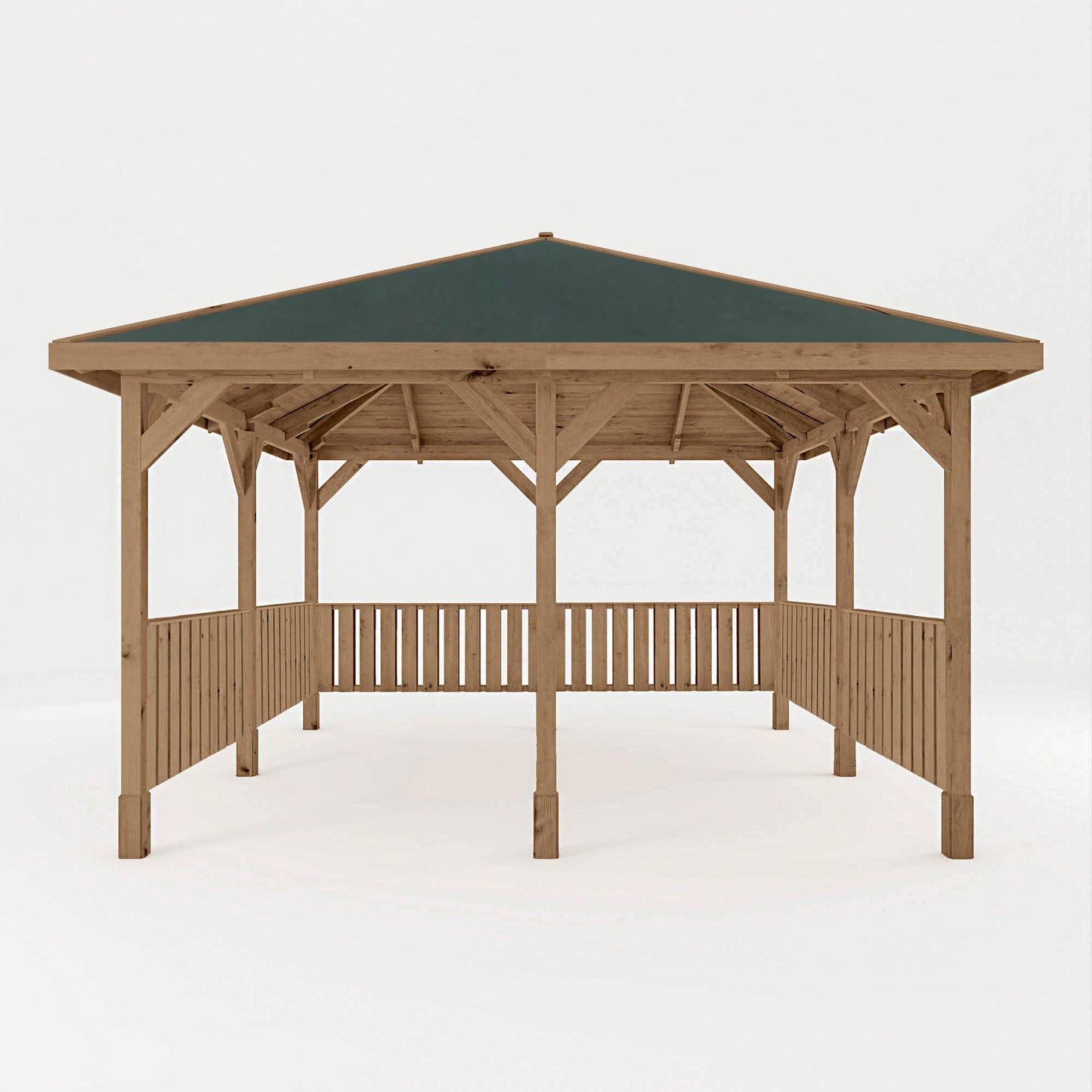 Pressure Treated Gazebo With Roof 4M X 4M With 6X Vertical Strip Rails