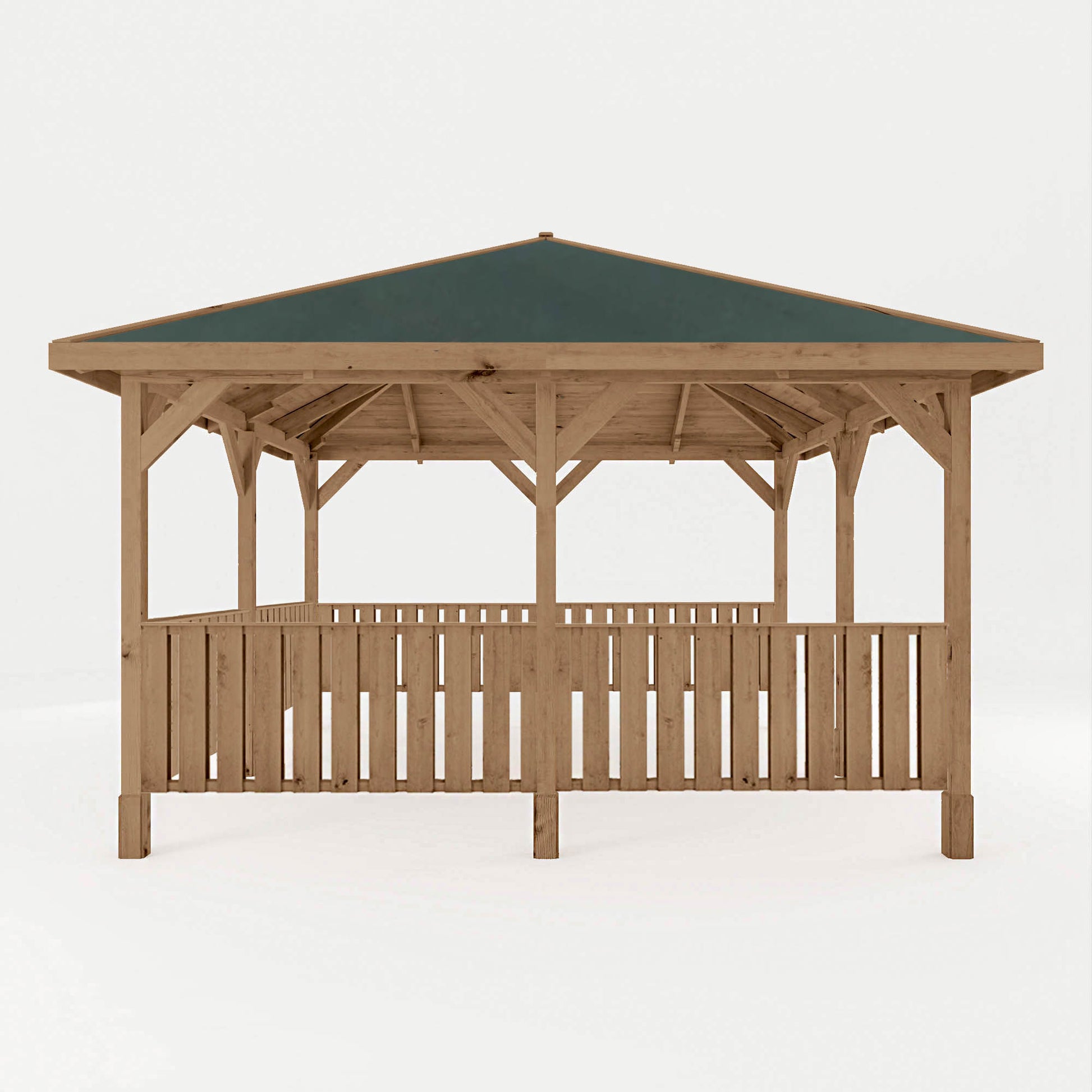 Pressure Treated Gazebo With Roof 4M X 4M With 6X Vertical Strip Rails