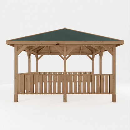 Pressure Treated Gazebo With Roof 4M X 4M With 6X Vertical Strip Rails