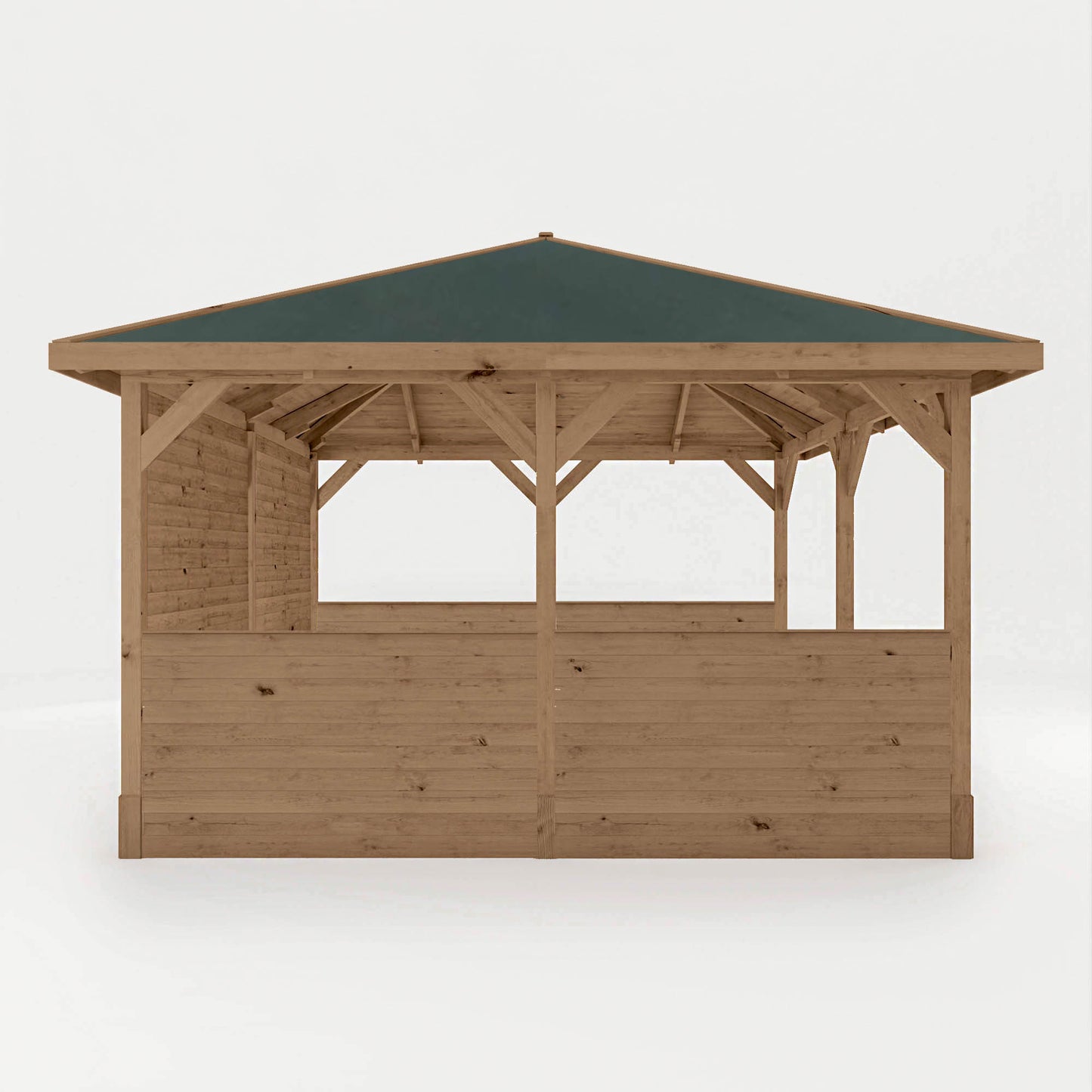 Pressure Treated Gazebo With Roof 4M X 4M With Boarded Panels