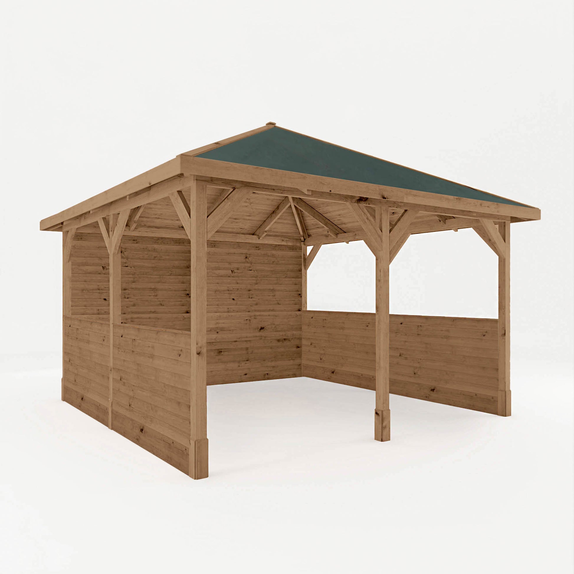 Pressure Treated Gazebo With Roof 4M X 4M With Boarded Panels