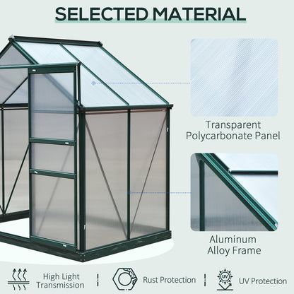 outsunny-clear-polycarbonate-greenhouse-large-walk-in-green-house-garden-plants-grow-galvanized-base-aluminium-frame-w-slide-door-6ft-x-4ft