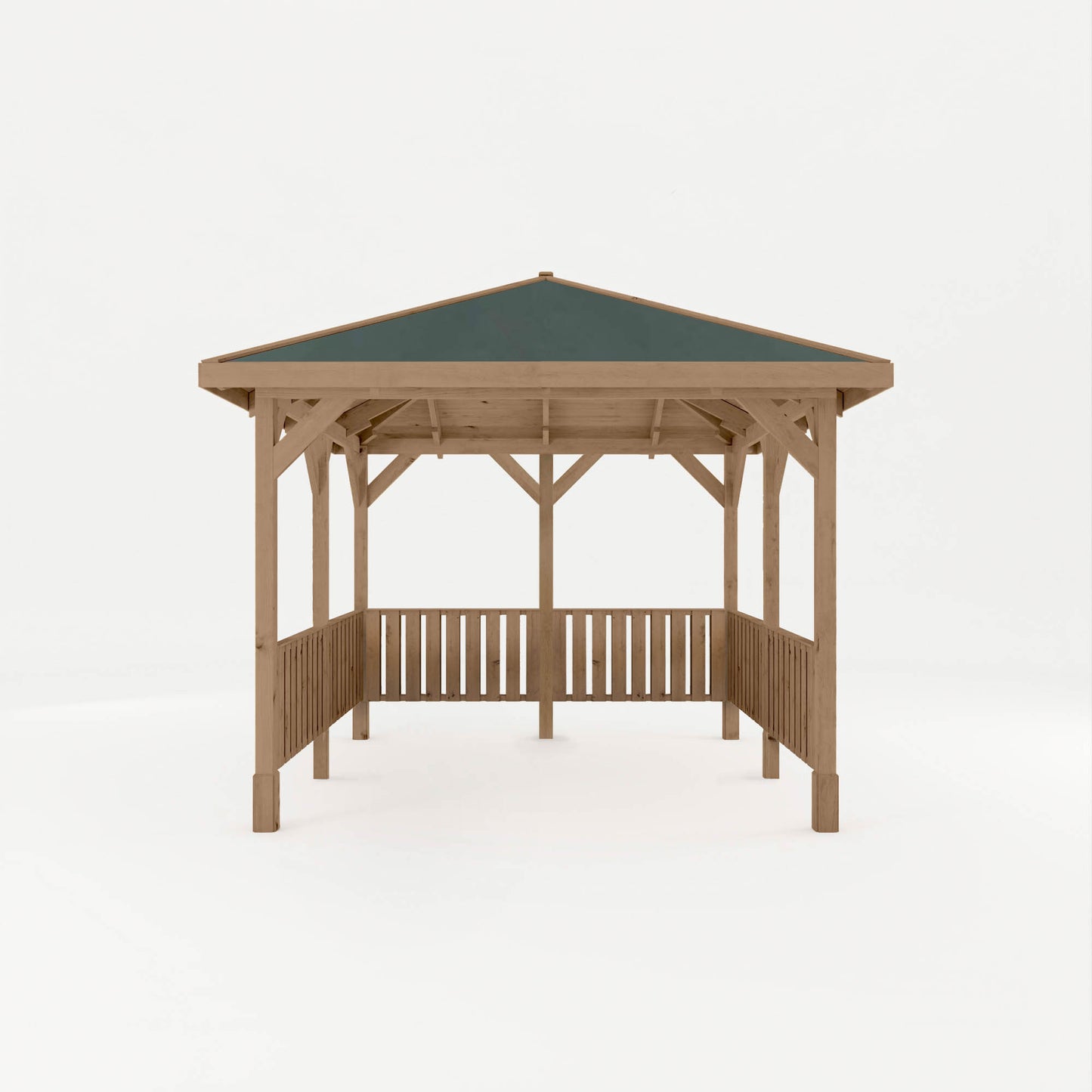 Pressure Treated Gazebo With Roof 3M X 3M With 6X Vertical Strip Rails