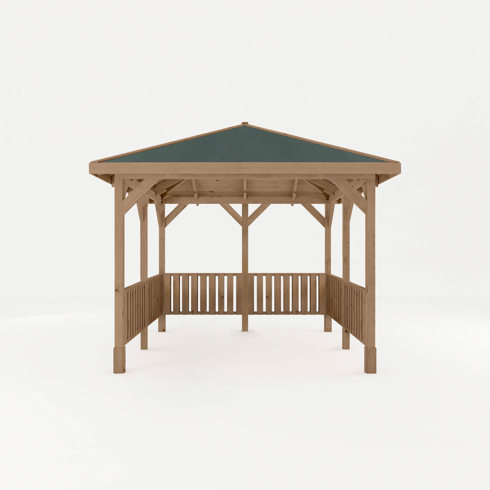 Pressure Treated Gazebo With Roof 3M X 3M With 6X Vertical Strip Rails