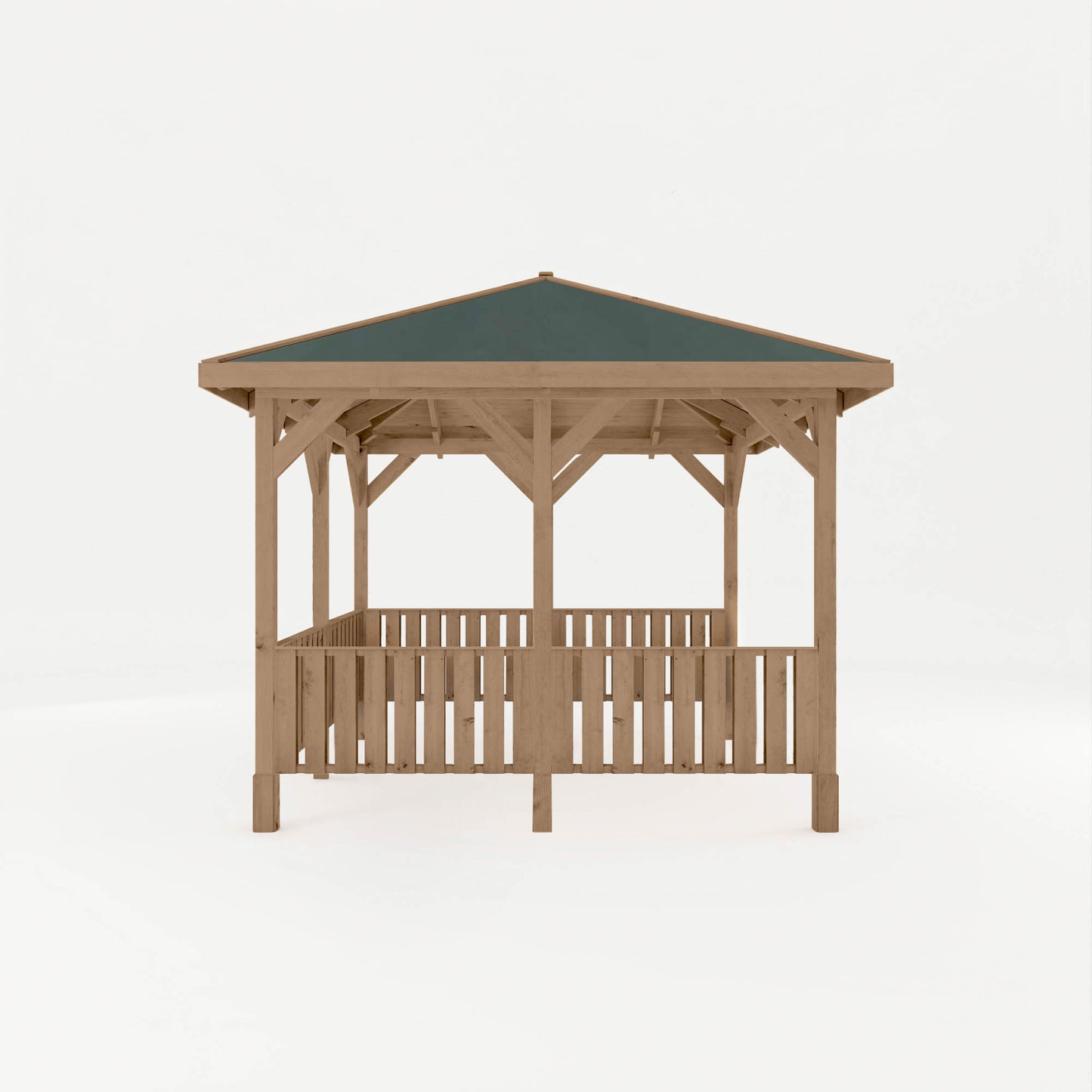 Pressure Treated Gazebo With Roof 3M X 3M With 6X Vertical Strip Rails