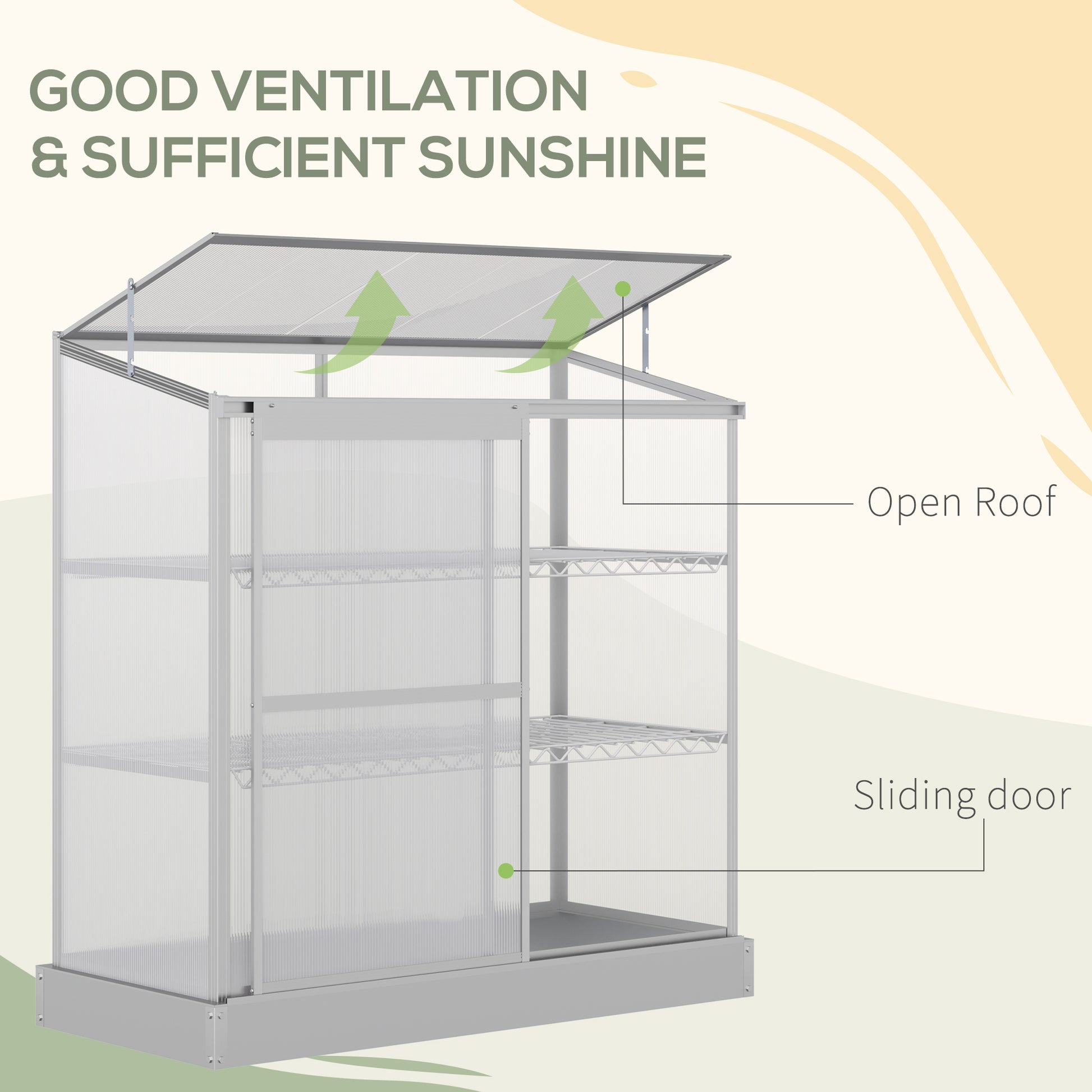 outsunny-3-tier-mini-greenhouse-garden-cold-frame-plant-growth-house-w-polycarbonate-panels-openable-roof-129-5-x-58-x-140-cm-silver