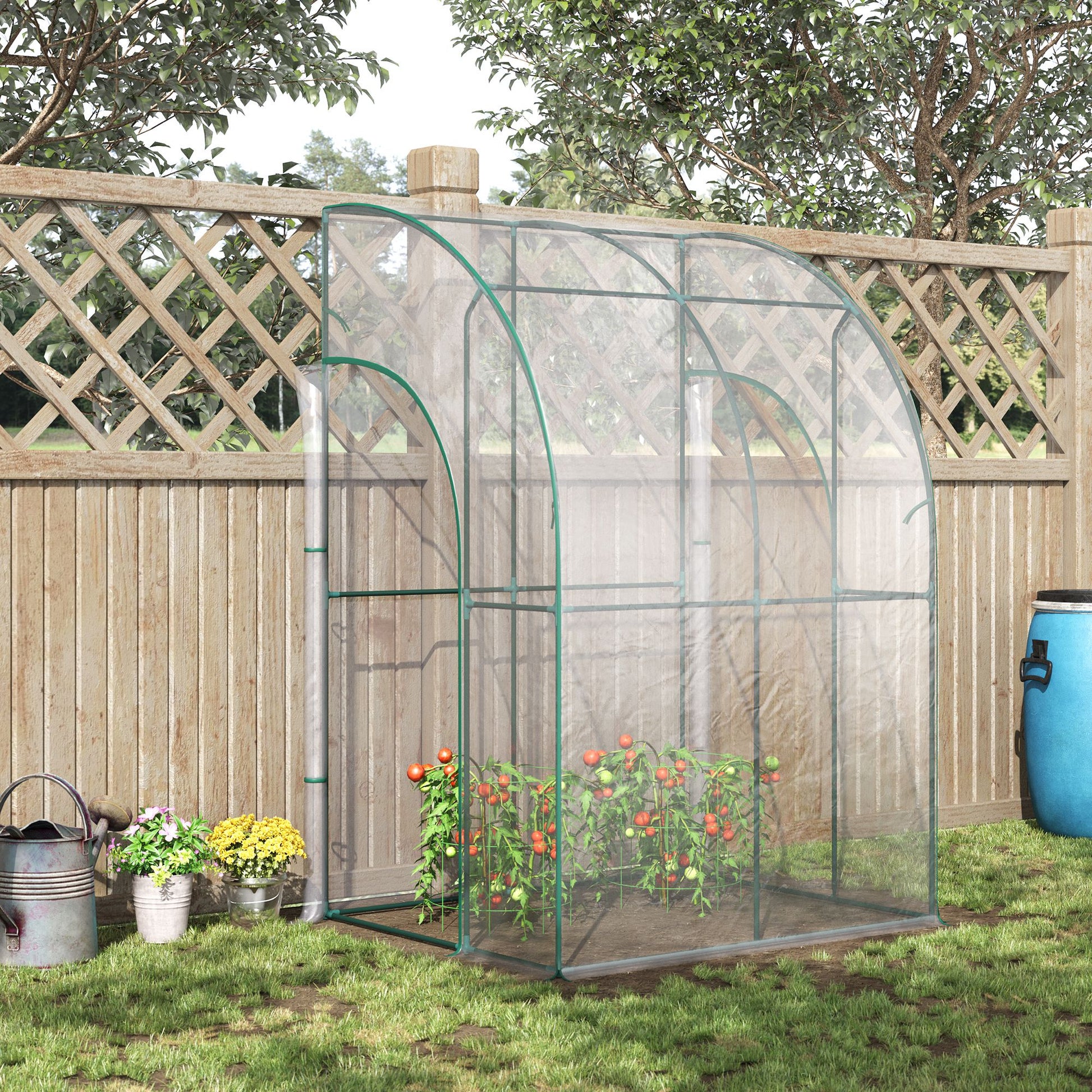 outsunny-walk-in-greenhouse-lean-to-wall-tunnel-greenhouse-with-zippered-roll-up-door-pvc-cover-sloping-top-143-x-118-x-212-cm