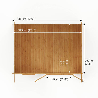 4M X 3M Retreat Log Cabin - 34Mm Double Glazed