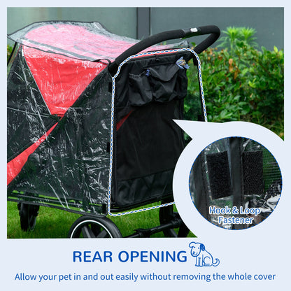 PawHut Dog Stroller Rain Cover, Cover for Dog Pram Stroller Buggy for Large Medium Dogs with Rear Entry