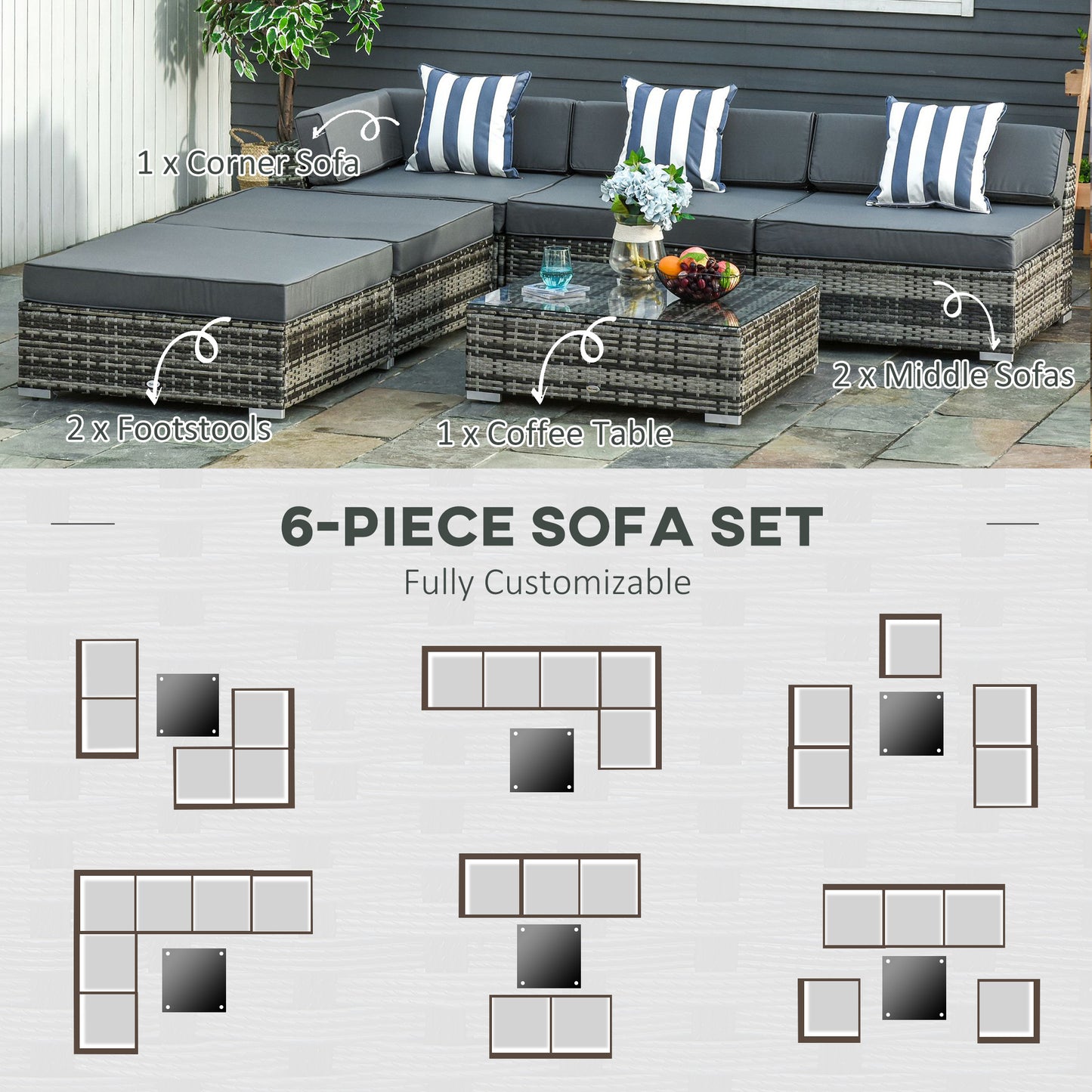 outsunny-5-seater-rattan-sofa-coffee-table-set-sectional-wicker-weave-furniture-for-garden-outdoor-conservatory-w-pillow-cushion-grey