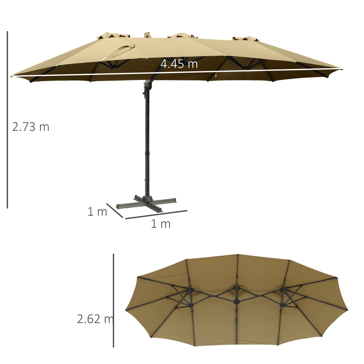 outsunny-4-5m-double-sided-rectangular-patio-parasol-large-garden-umbrella-with-crank-handle-360-cross-base-for-bench-outdoor-khaki