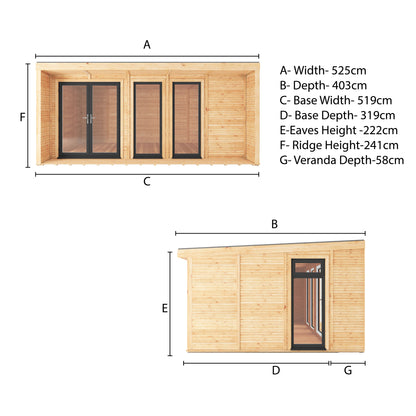  Sherwood Cresswell 5M X 3M Insulated Garden Room - (Upvc Windows & Doors) - Grey