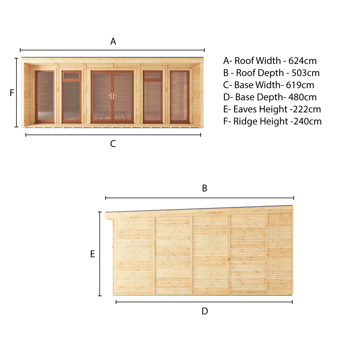 Sherwood Cresswell 6M X 4M Insulated Garden Room - (Upvc Windows & Doors) - Oak