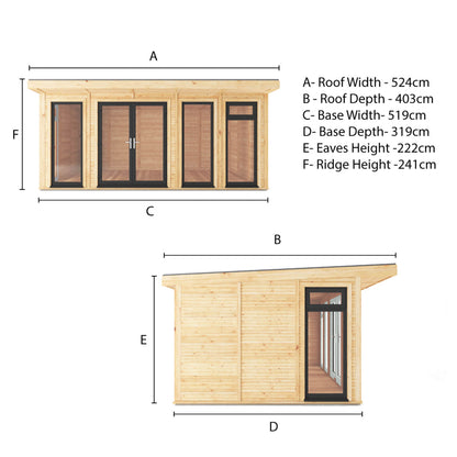 Sherwood Edwinstowe 5M X 3M Insulated Garden Room - (Upvc Windows & Doors) - Grey