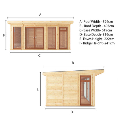 Sherwood Edwinstowe 5M X 3M Insulated Garden Room - (Upvc Windows & Doors) - Oak