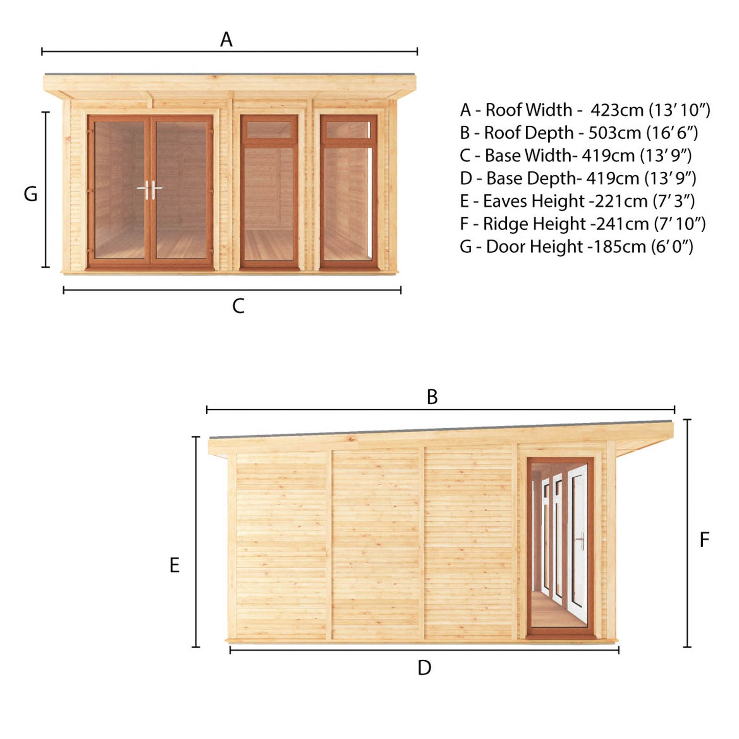 Sherwood Edwinstowe 4M X 4M Insulated Garden Room - (Upvc Windows & Doors) - Oak