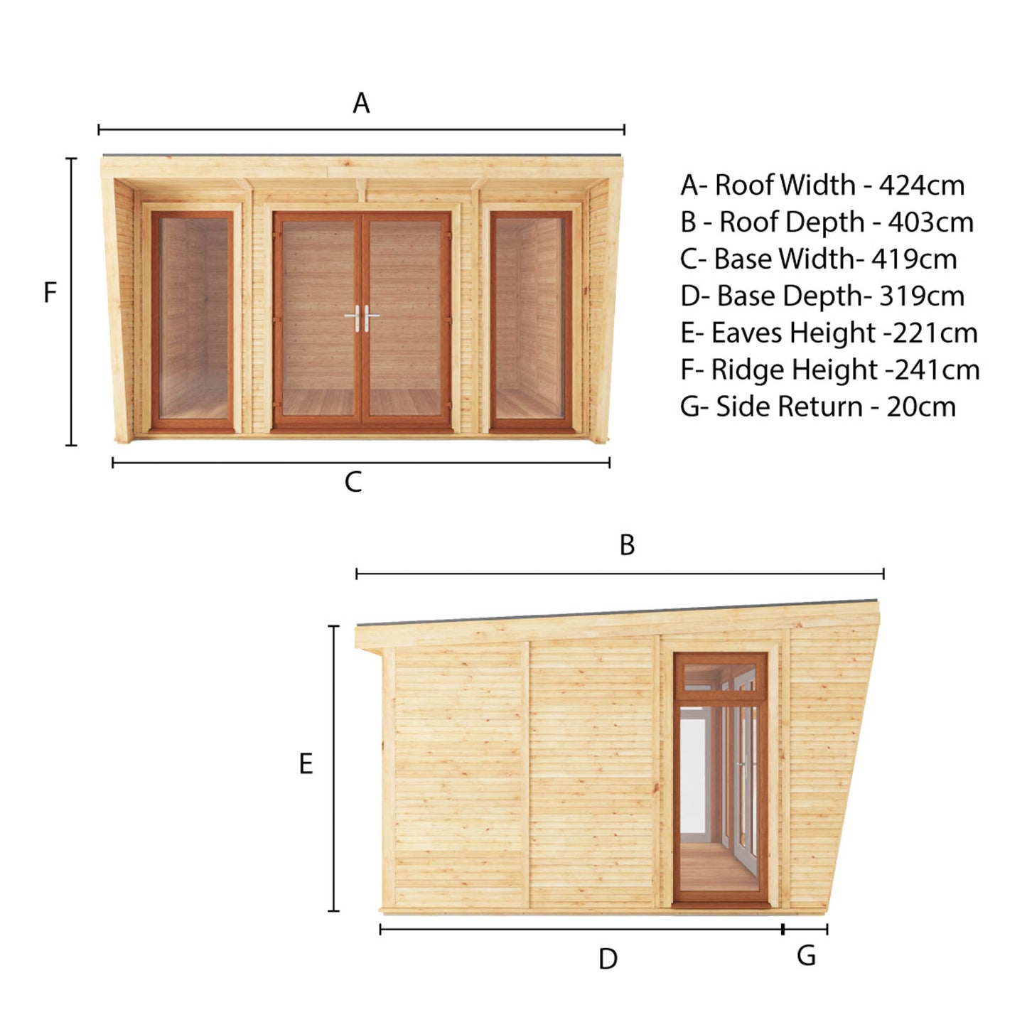 Sherwood Harlow 4M X 3M Insulated Garden Room - (Upvc Windows & Doors) - Oak