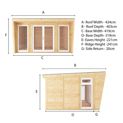 Sherwood Harlow 4M X 3M Insulated Garden Room - (Upvc Windows & Doors) - White