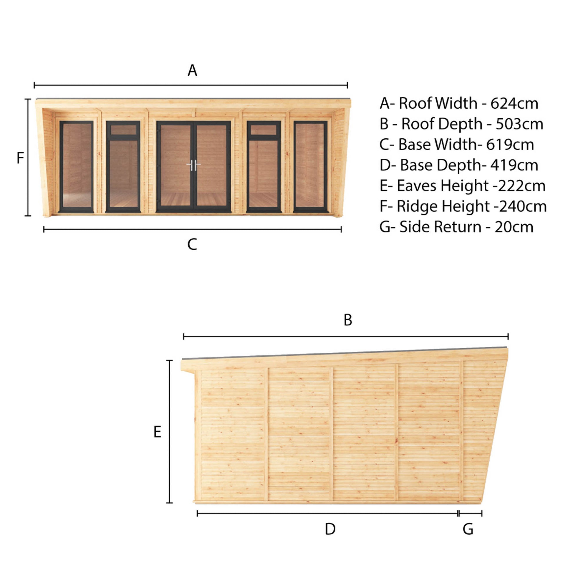 Sherwood Harlow 6M X 4M Insulated Garden Room - (Upvc Windows & Doors) - Grey