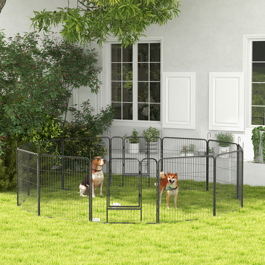 PawHut Heavy Duty Puppy Play Pen, 12 Panels Pet Exercise Pet, Pet Playpen for Small and Medium Dogs