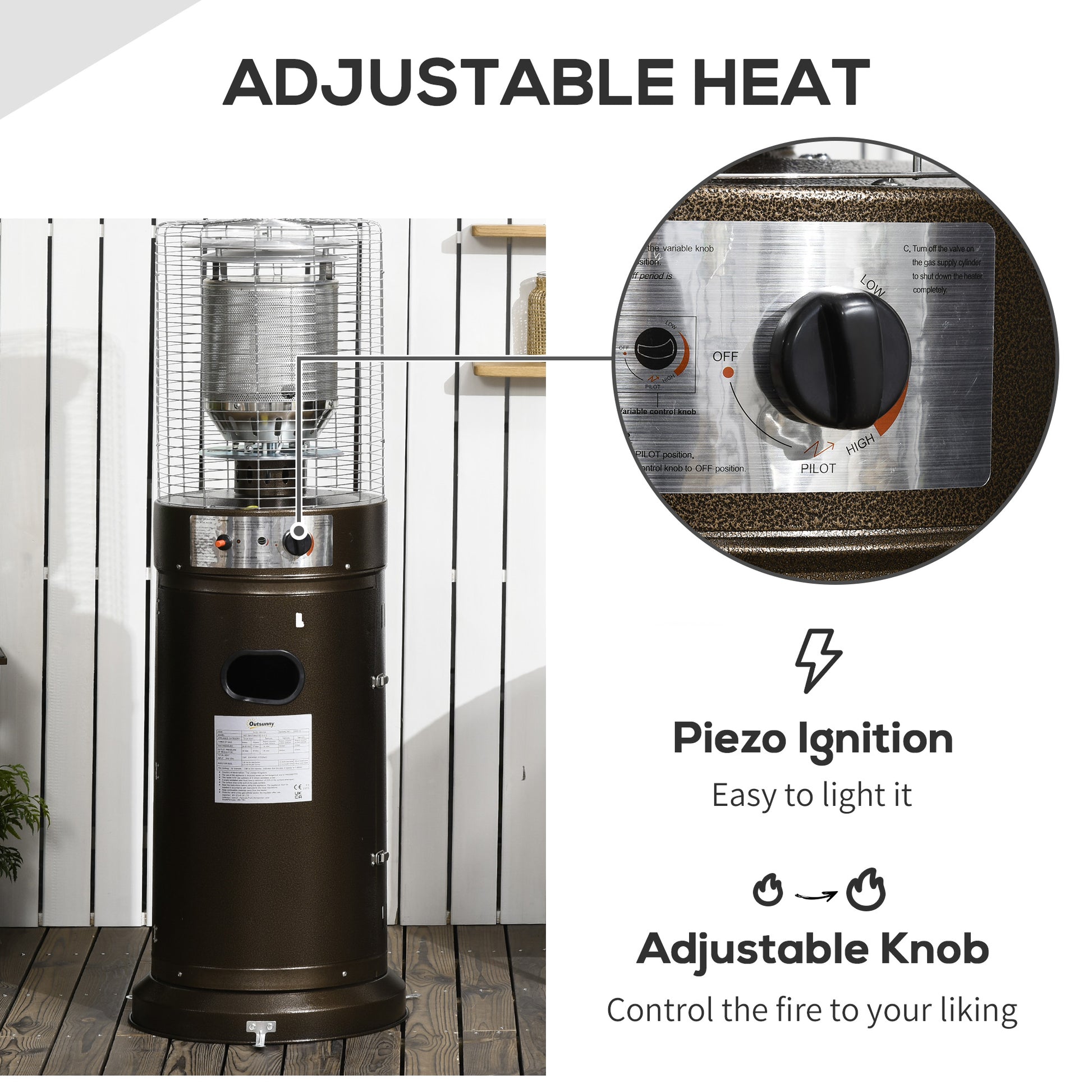 outsunny-11kw-patio-bullet-heater-gas-glass-tube-electronic-ignition-floor-standing-stainless-steel-garden-outdoor-137hcm