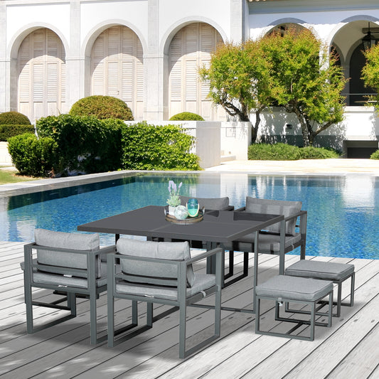 outsunny-9pcs-patio-dining-sets-4-chairs-4-ottoman-cushioned-seating-and-back