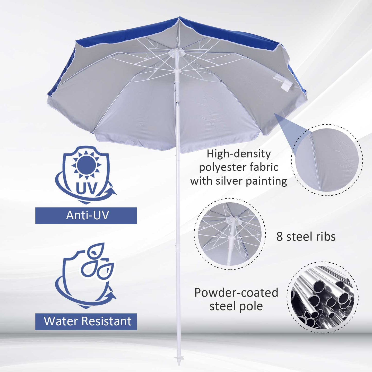 outsunny-1-7m-x-2m-tilted-steel-frame-beach-parasol-blue