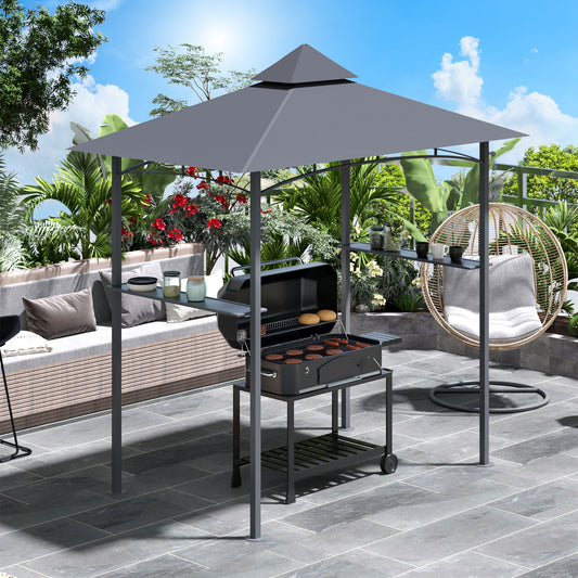 outsunny-2-5m-8ft-new-double-tier-bbq-gazebo-grill-canopy-barbecue-tent-shelter-patio-deck-cover-grey