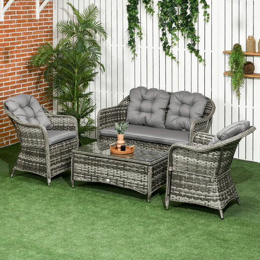 outsunny-4-pieces-pe-rattan-wicker-sofa-set-outdoor-conservatory-furniture-lawn-patio-coffee-table-w-cushion-grey