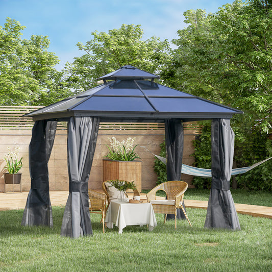 outsunny-3-x-3m-polycarbonate-hardtop-gazebo-canopy-with-double-tier-roof-and-aluminium-frame-garden-pavilion-with-mosquito-netting-and-curtains