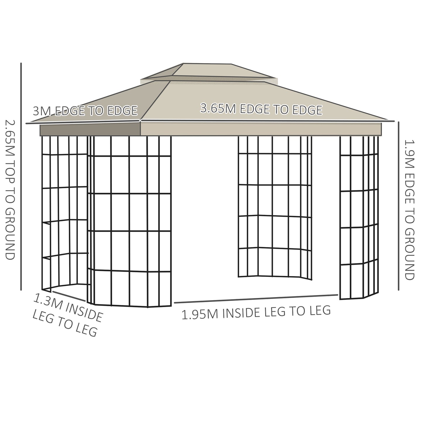 outsunny-3-7-x-3m-patio-gazebo-canopy-garden-tent-shelter-with-2-tiers-roof-and-mosquito-netting-metal-frame-beige