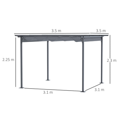 outsunny-3-5m-x-3-5m-metal-pergola-gazebo-awning-retractable-canopy-outdoor-garden-sun-shade-shelter-marquee-party-bbq-grey