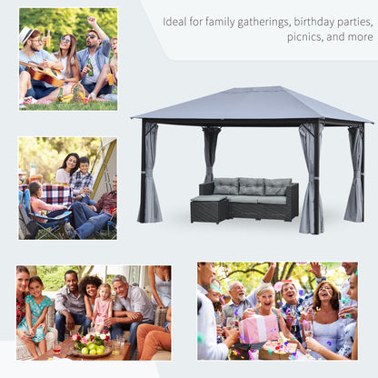 outsunny-4-x-3m-outdoor-gazebo-canopy-party-tent-garden-pavilion-patio-shelter-with-curtains-netting-sidewalls-grey